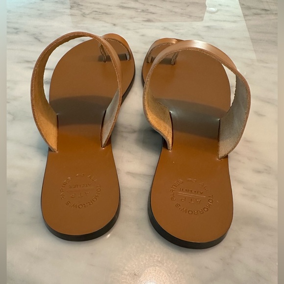 ATP Atelier BNWT NIB Astrid Leather Flat Sandals in Terra Brown - EU 38 - Picture 12 of 16
